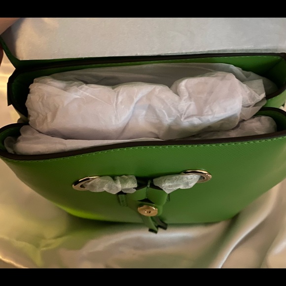 NWT Kate Spade Saffiano Leather Lizzie Medium Flap Backpack Turaco Green - Picture 6 of 7